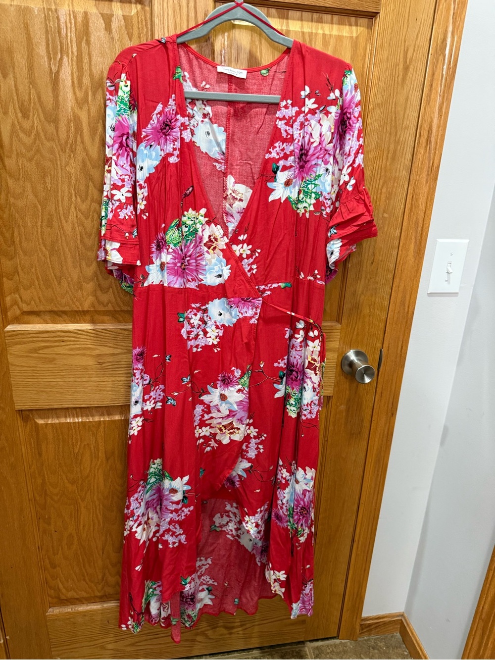 Chic Soul Deep pink/coral Floral Wrap Maxi Dress - Women's Casual Summer Dress